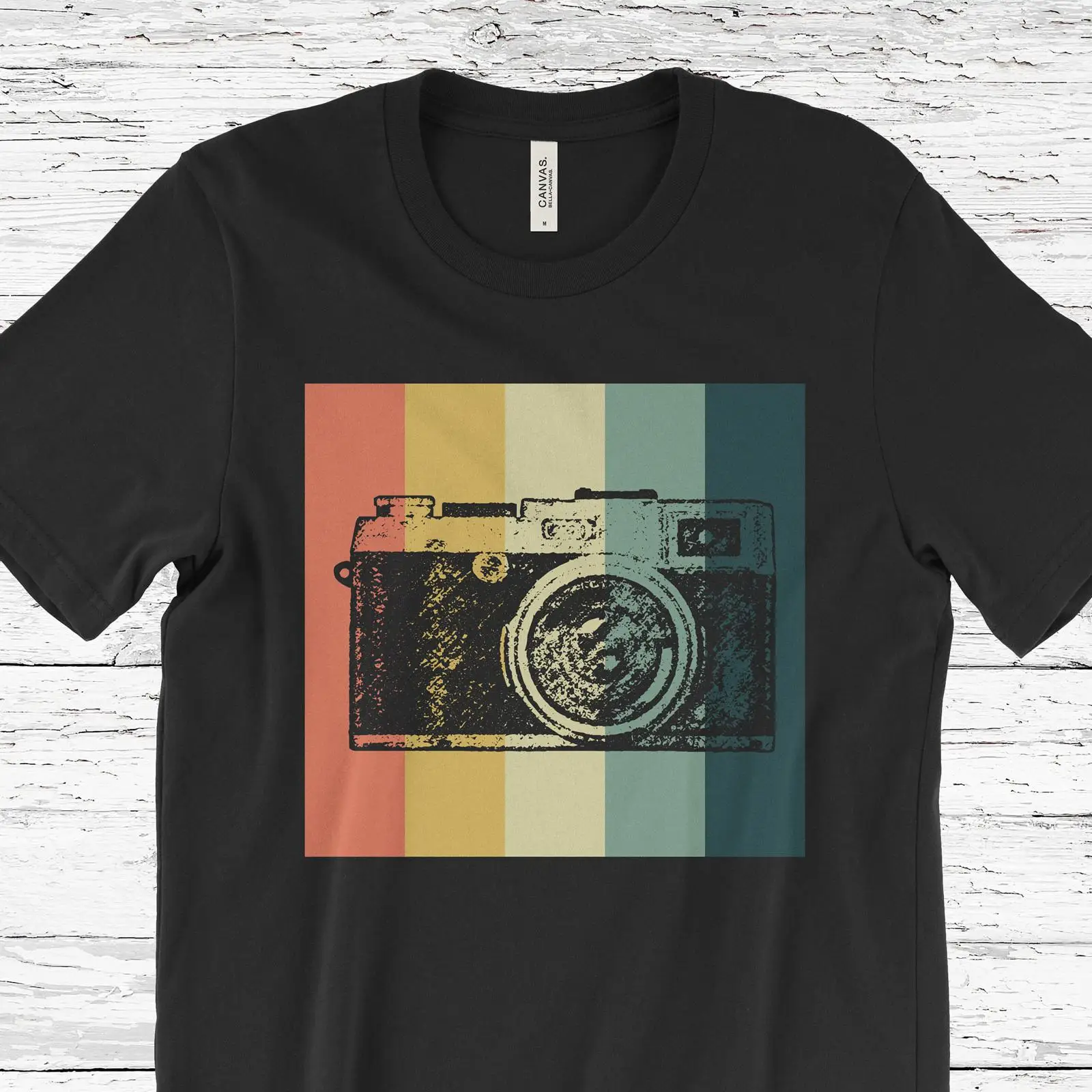 Vintage Çizgili Kamera Tişörtü - Vintage Fashion Photographers incelemesi ve fiyatı